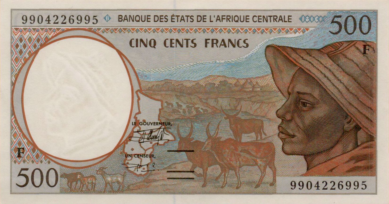 Central African Republic (C.A.S) 500 1999 UNC P-301F/f